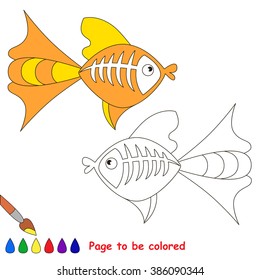 X ray fish to be colored. Coloring book for children. Visual game.