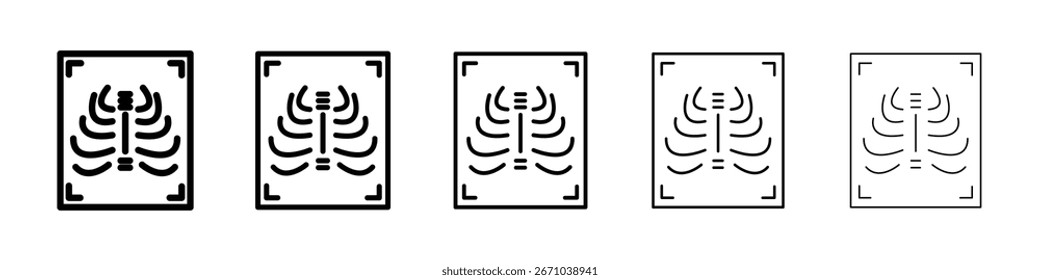 Logotipo de icono de rayos X en líneas de trazo colección
