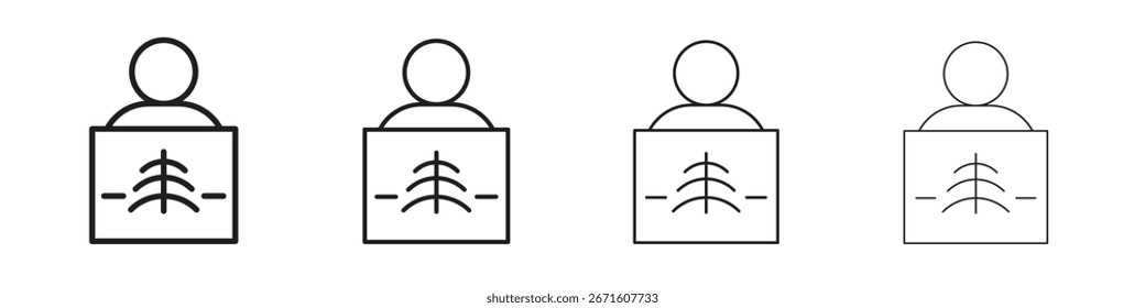 Ilustración vectorial del icono de la radiografía, icono del diseño de la línea. Trazos editables.