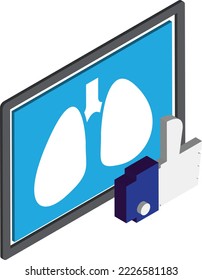 X ray of the lungs illustration in 3D isometric style isolated on background