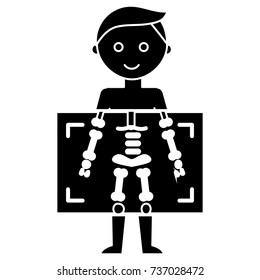 x ray - medical diagnostics man  icon, vector illustration, black sign on isolated background