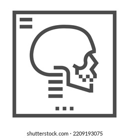 X ray, pixel perfect, editable stroke, up scalable square line vector icon.