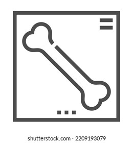 X ray, pixel perfect, editable stroke, up scalable square line vector icon.