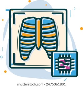 X rays to AI Assisted Diagnosis concept, detecting suspicious findings in imaging exams vector design, Artificial general intelligence symbol, Natural Language Processing sign, Machine Deep Learning 