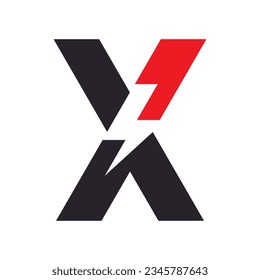 X red black electrical logo concept isolated on white background.
