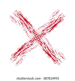 X - Red cross handwritten and stylish  illustration