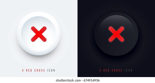 X red cross rejected  icon buttons of validation icons with shadow, check pictogram for signage or websites
