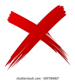 X Red handwritten brush isolated