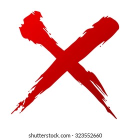 X Red Handwritten Vector Isolated