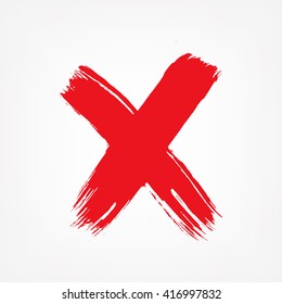 X. Red Letter X made with ink. Mark grunge style. vector