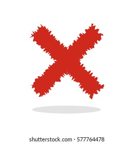 X. Red Letter X made with ink. Mark grunge style. vector