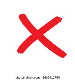 X red mark. Cross sign graphic symbol. Crossed brush strokes.