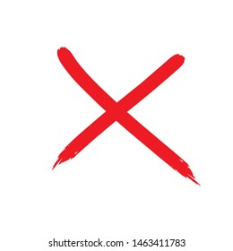 X red mark. Cross sign graphic symbol. Crossed brush strokes.