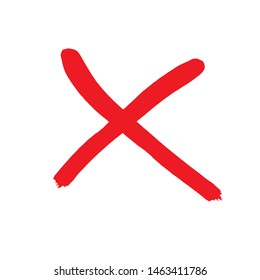 X red mark. Cross sign graphic symbol. Crossed brush strokes.