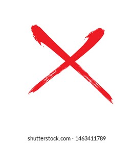 X red mark. Cross sign graphic symbol. Crossed brush strokes.