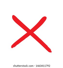 X red mark. Cross sign graphic symbol. Crossed brush strokes.