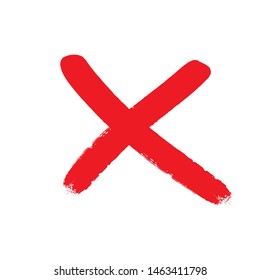 X red mark. Cross sign graphic symbol. Crossed brush strokes.