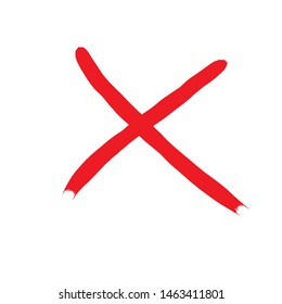 X red mark. Cross sign graphic symbol. Crossed brush strokes.