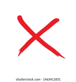 X red mark. Cross sign graphic symbol. Crossed brush strokes.