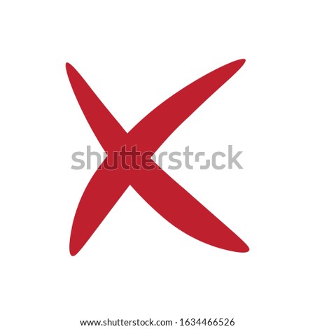 X. Red x symbol. Cross vector icon.
