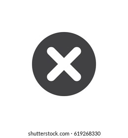 X, remove flat icon. Round simple button, circular vector sign. Flat style design