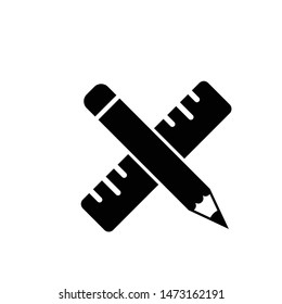 X Ruler Pencil Logo Vector.