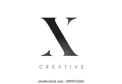 X Serif Letter Logo with Minimalist Design in Black and White Vector Icon. Creative X Logo Letter Illustration.