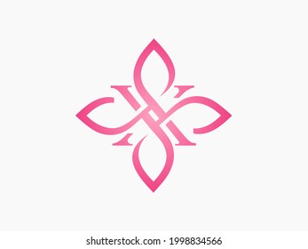 X serif letters combined with simple flower petals. Beautiful and elegant logo. Companies such as beauty salons, spas, beauty products, accessories, and fashion are suitable for using this logo.