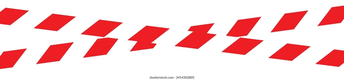 X shape barricade tape made from red and white isolated on transparent background.