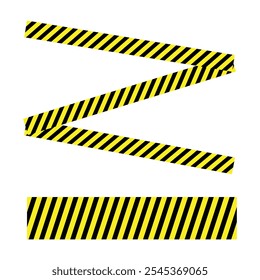 X shape barricade tape on white background with clipping path. Warning line. warning yellow black line.