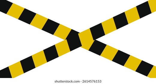 X shape barricade tape on white background with clipping path