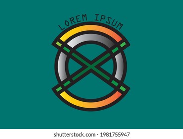 Logo en forma de X con diseño geométrico y espacio para texto en la parte superior. patrón minimalista y simple para uso multipropósito.