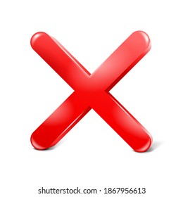 X sign in 3D - cancel, ban or deny symbol in red and glossy decoration