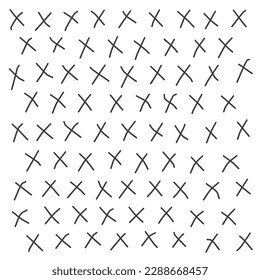 X sign check. Mark from line. line art hand drawn symbol. Scrawl sketch. Freehand vector line drawing. Vector elements.