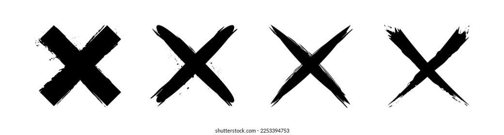 X  sign. Cross mark. No Icon. Cross brush stroke