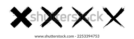 X  sign. Cross mark. No Icon. Cross brush stroke