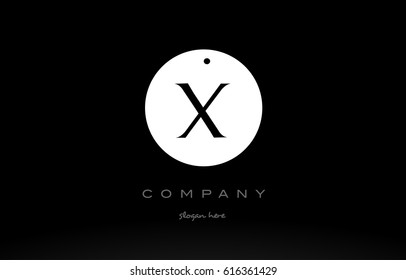 X simple black white circle background alphabet company logo design vector icon template