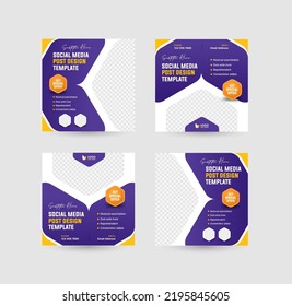 The X social media post template with purple and yellow colors. Suitable for your business, corporate, and agency.