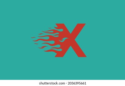 X speed fire with flames logo letter. Burning letter icon for your project, application or company.