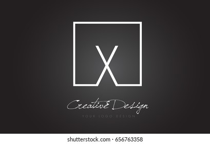 X Square Framed Letter Logo Design Vector with Black and White Colors.