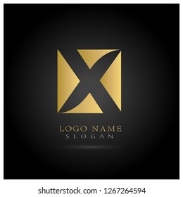 X in Square Logo. Symbol & Icon Vector Template