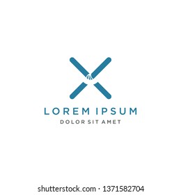 x straw logo icon vector template