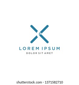 x straw logo icon vector template