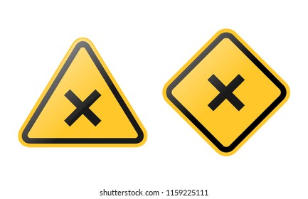 X symbol danger caution sign