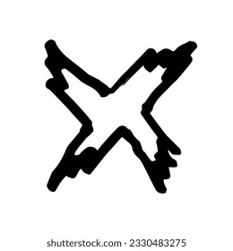 X symbol doodle hand drawing marker style