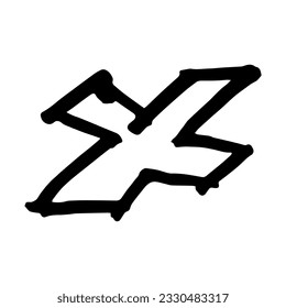 X symbol doodle hand drawing marker style