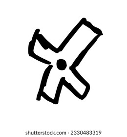 X symbol doodle hand drawing marker style