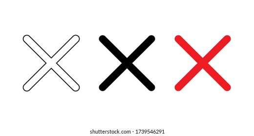 X Symbol Icon Vector. Cross Mark Illustration