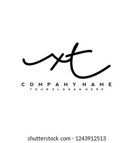 X T Initial handwriting logo vector