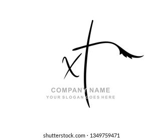 X T Initial Handwriting Logo Template